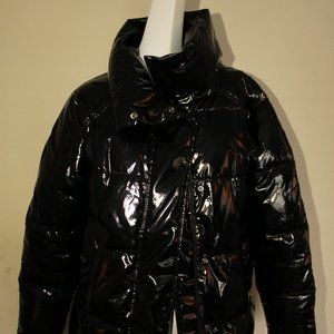 Patent peather puffer coat
